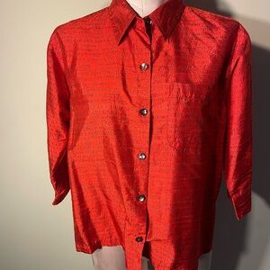 Chico's Bold Orange/Red Silk Top